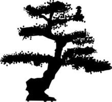 Vector silhouette of bonsai on white background