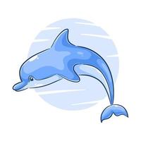 Hand drawn dolphin cartoon clipart vector