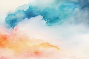 Vector watercolor texture with white clouds and sky for cards. Hand drawn vector texture. Heaven. Summer watercolour banner. Template for design.