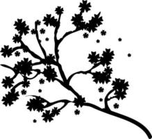 Vector silhouette of tree branch on white background