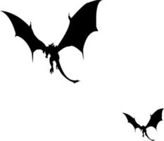 Vector silhouette of dragon on white background