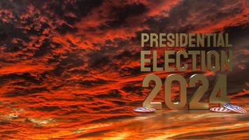 el crepúsculo cielo y oro texto presidencial elección 2024 para votar concepto 3d representación foto