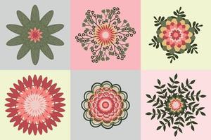 Muted Vector flower clipart with detailed layers