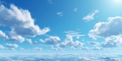 azul cielo con nube fondo, nublado cielo para verano tiempo. generativo ai foto