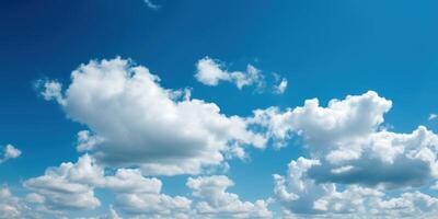 azul cielo con nube fondo, nublado cielo para verano tiempo. generativo ai foto