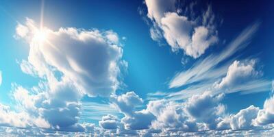 Blue sky with cloud background, Cloudy sky for summer time. photo