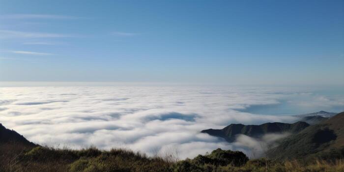 Sea of clouds with blue sky background. photo