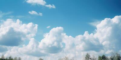 azul cielo con nube fondo, nublado cielo para verano tiempo. generativo ai foto