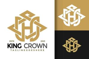 Letter H King Crown logo vector icon illustration