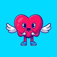 Cute Heart Angel Holding Love Cartoon Vector Icon  Illustration. Love Mascot Icon Concept Isolated Premium  Vector. Flat Cartoon Style