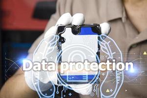 The concept of data protection in a network system. photo