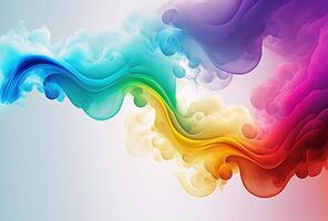 Clubs of multicolored neon smoke, ink. An explosion, a burst of holi paint. Abstract psychedelic pastel light background. 3D rendering. . photo