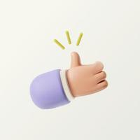 Thumb up 3D cartoon icon isolated on white background. vector