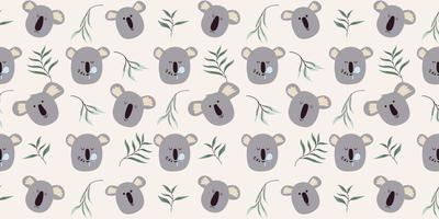 koala and eucalyptus seamless pattern fabric pattern vector