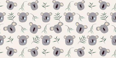 koala and eucalyptus seamless pattern fabric pattern vector