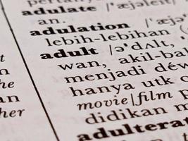 a close up of the word adult in the English to Indonesian dictionary. For word background or wallpaper photo