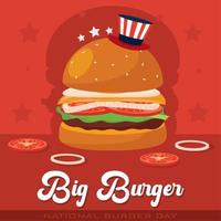 Isolated cartoonish hamburger Colored burger day template Vector illustration