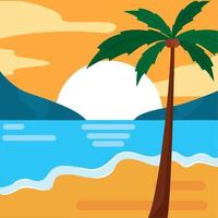 Colored summer landscape flat design Vector illustration