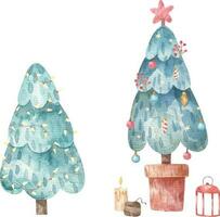 new year and christmas watercolor illustration, cute isolated clipart vector