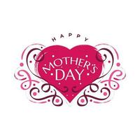 Happy Mother's Day Lettering with Cute Red Heart Illustration. Mothers Day Typography with Doodle Style. Can be Used for Greeting Card, Poster, Banner, or T Shirt Design vector