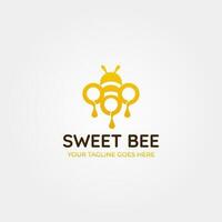 Unique bee with circles and honey drops vector logo design