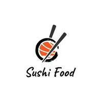 Sushi unique with chopsticks vector logo design