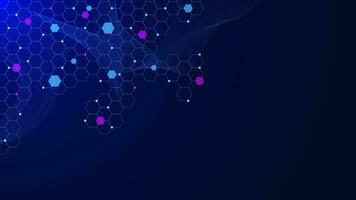 Abstract geometric background with hexagonal and wave flow for medicine, chemistry, science and technology concept backdrop design. Vector illustration.