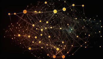 geométrico gráfico antecedentes molécula y comunicación. conectado líneas con puntos ai generado. foto