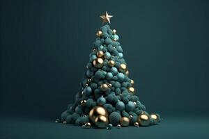 3d Illustration Of Christmas Tree With Baubles. Christmas Eve. photo