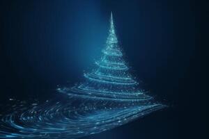 Abstract Christmas Tree On Blue Background. Christmas Eve. photo