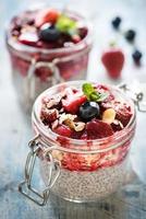 Sweet chia pudding and berry sauce photo