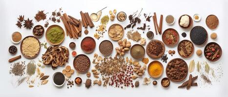 Group of traditional medicine, top view with aesthetic arrangement on concrete background. photo