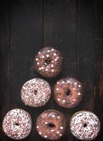 Dark and white chocolate donuts photo