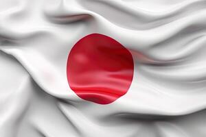 rojo circulo y blanco fondo, ondulación el nacional bandera de Japón, saludó un muy detallado de cerca. ai generado foto