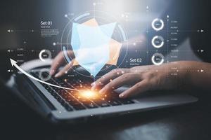 Working Data Analytics and Data Management Systems and Metrics connected to corporate strategy database for Finance, Intelligence,  Business Analytics with Key Performance Indicators, social network photo