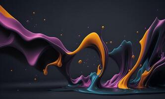 A colorful liquid splashes in a dark background created by photo
