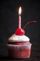 Birthday cupcake with candle photo