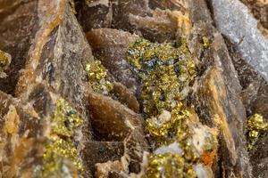 Macro mineral stone Barit Pyrit on a white background photo