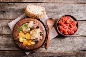 Stew soup and pepper salad photo