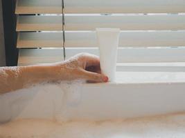 white cream on the bath skin care moisturizing skin photo