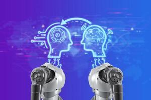 Artificial intelligence. AI brain. Modern technology concept. Learning and developing future technologies knowledge transfer on behalf of human beings Take part in the fair photo