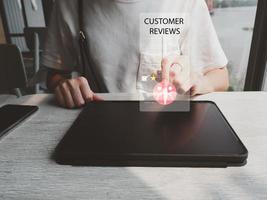 One star customer satisfaction concept, negative concept, customer service low rating photo