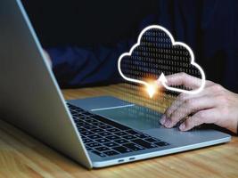Cloud technology built with computer language. data transmission speed online data security photo