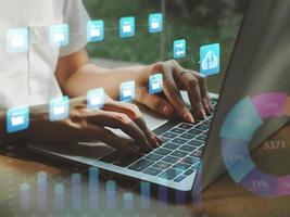 cloud technology storage searching for document files The concept of networks and internet services. photo