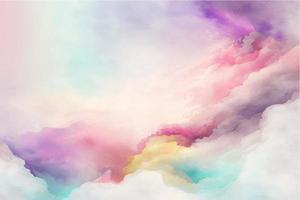 Hand painted watercolor sky cloud background with a pastel colored vector