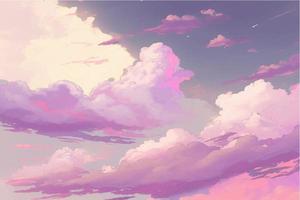 Hand painted watercolor sky cloud background with a pastel colored vector