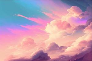 Hand painted watercolor sky cloud background with a pastel colored vector