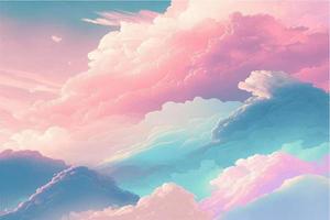 Hand painted watercolor sky cloud background with a pastel colored vector