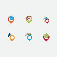 A House location logo, home location, pin house logo vector