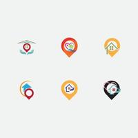 A House location logo, home location, pin house logo vector